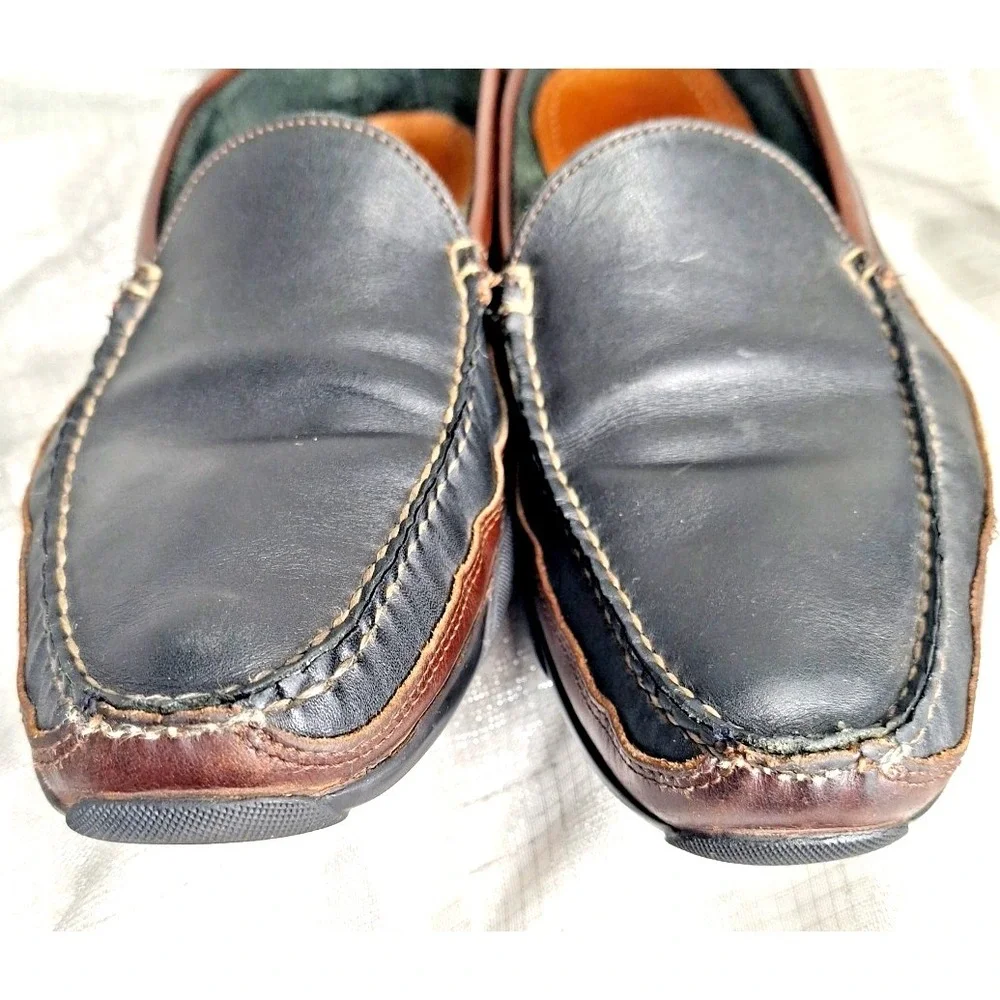 Allen Edmonds Boulder Driving Moc Loafers Black Brown Leather 14B Slip On Casual